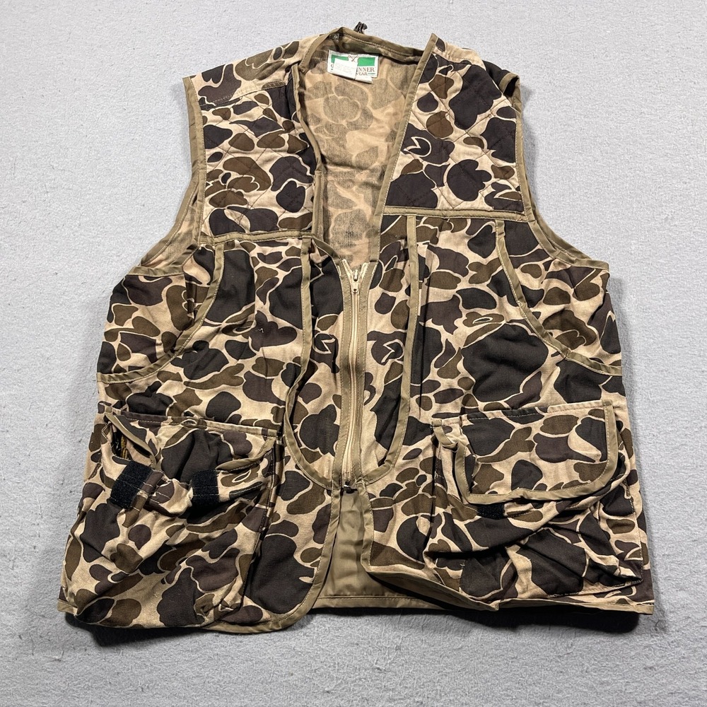Vintage Game Winner Vest Adult M Beige Camouflage Frogskin Camo‎ Shooter Hunters